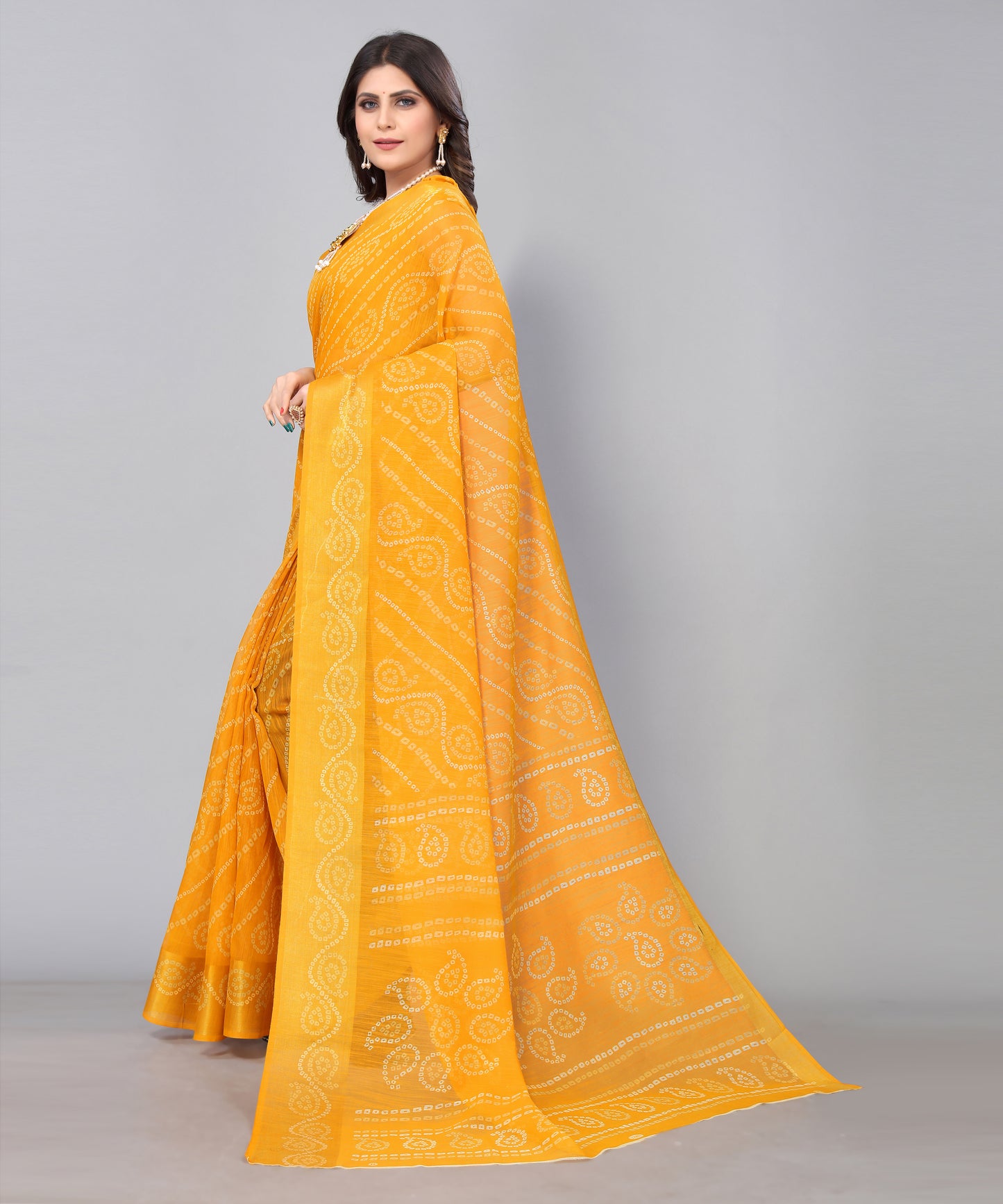TARSHIKA YELLOW LINEN JARI FLORAL PRINTED SAREE