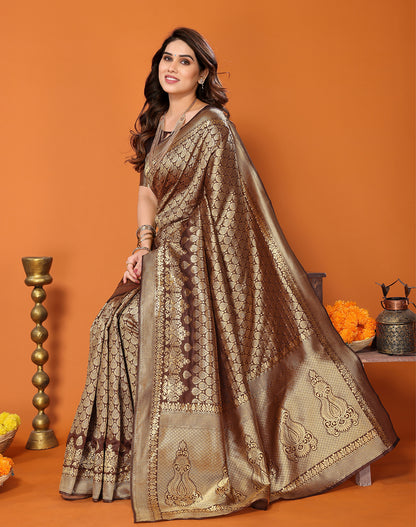 TARSHIKA BROWN BANARASI KANJIVARAM SAREE