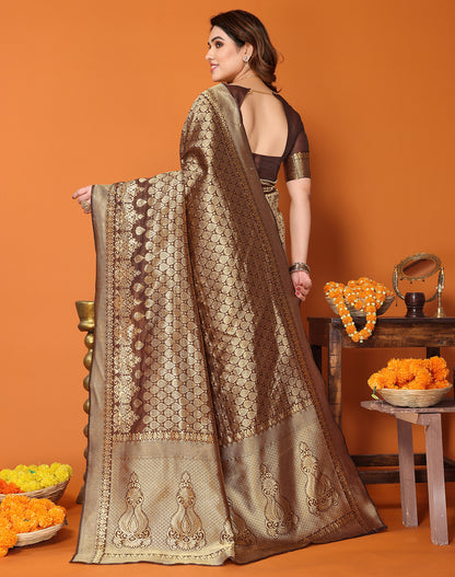 TARSHIKA BROWN BANARASI KANJIVARAM SAREE