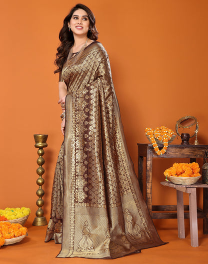 TARSHIKA BROWN BANARASI KANJIVARAM SAREE