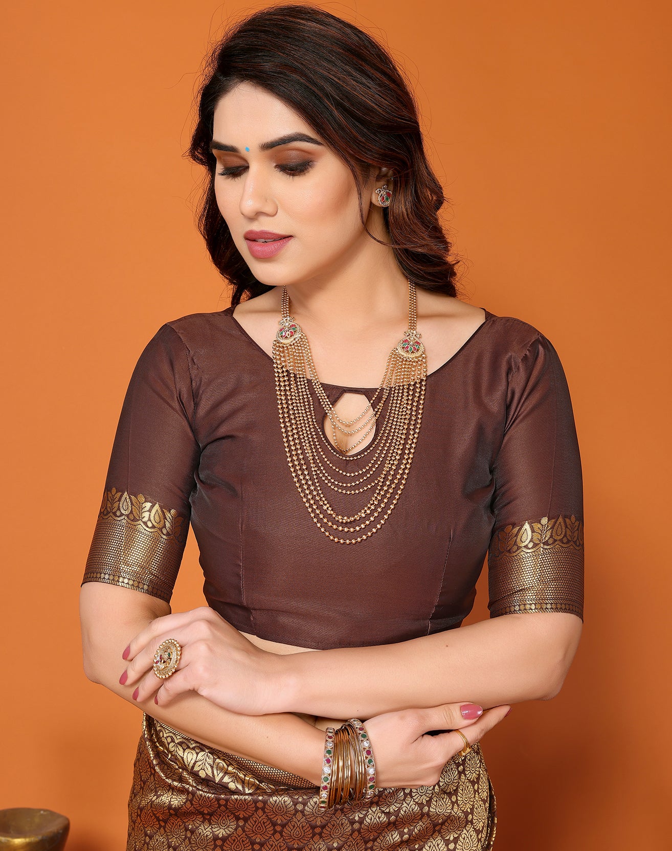 TARSHIKA BROWN BANARASI KANJIVARAM SAREE