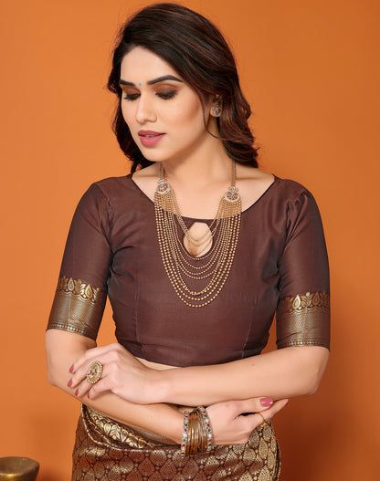 TARSHIKA BROWN BANARASI KANJIVARAM SAREE