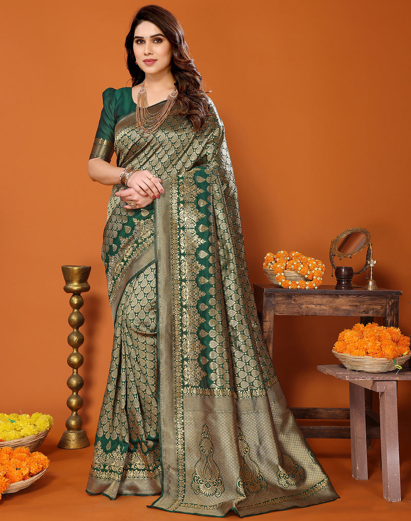 TARSHIKA GREEN BANARASI KANJIVARAM SAREE