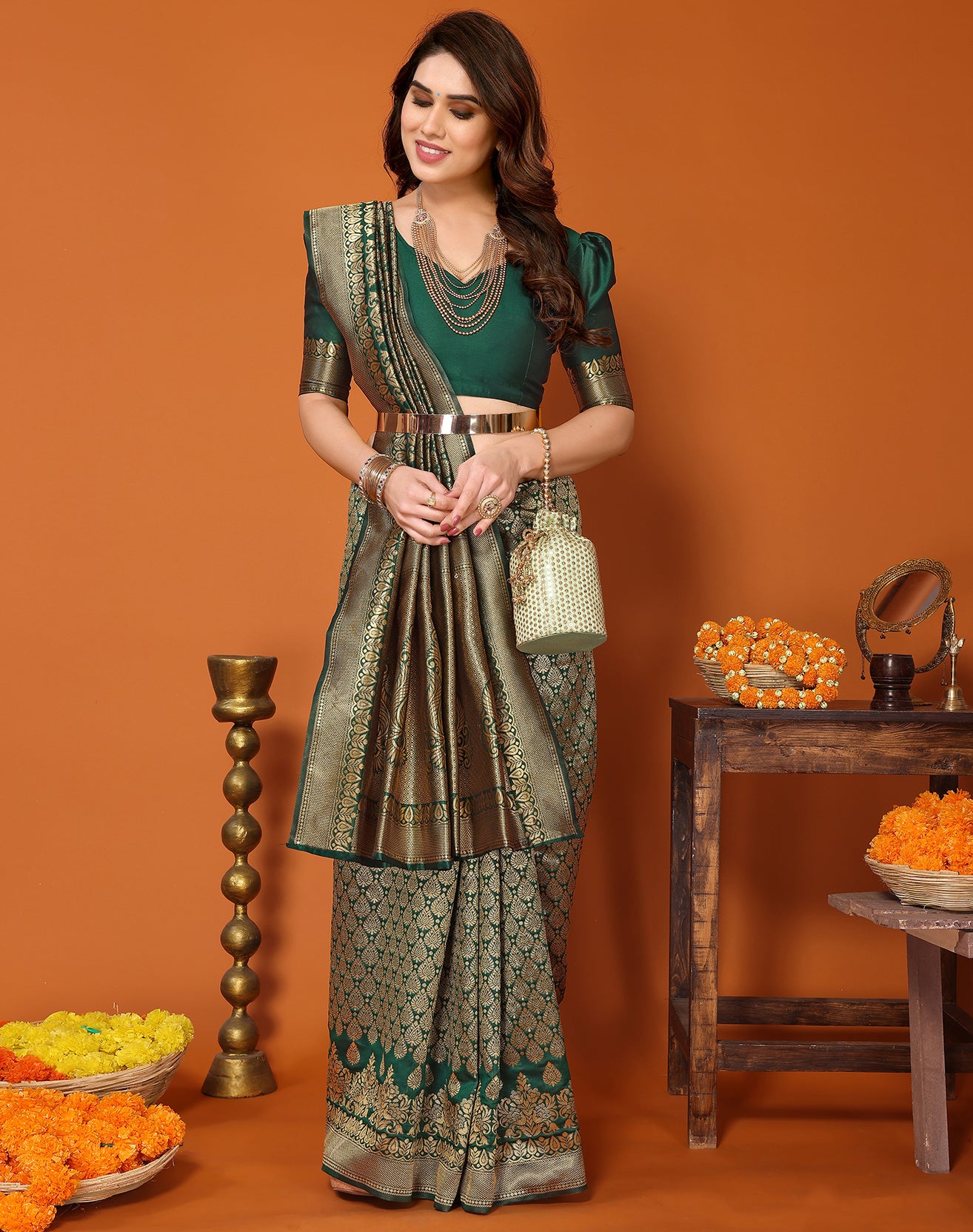 TARSHIKA GREEN BANARASI KANJIVARAM SAREE