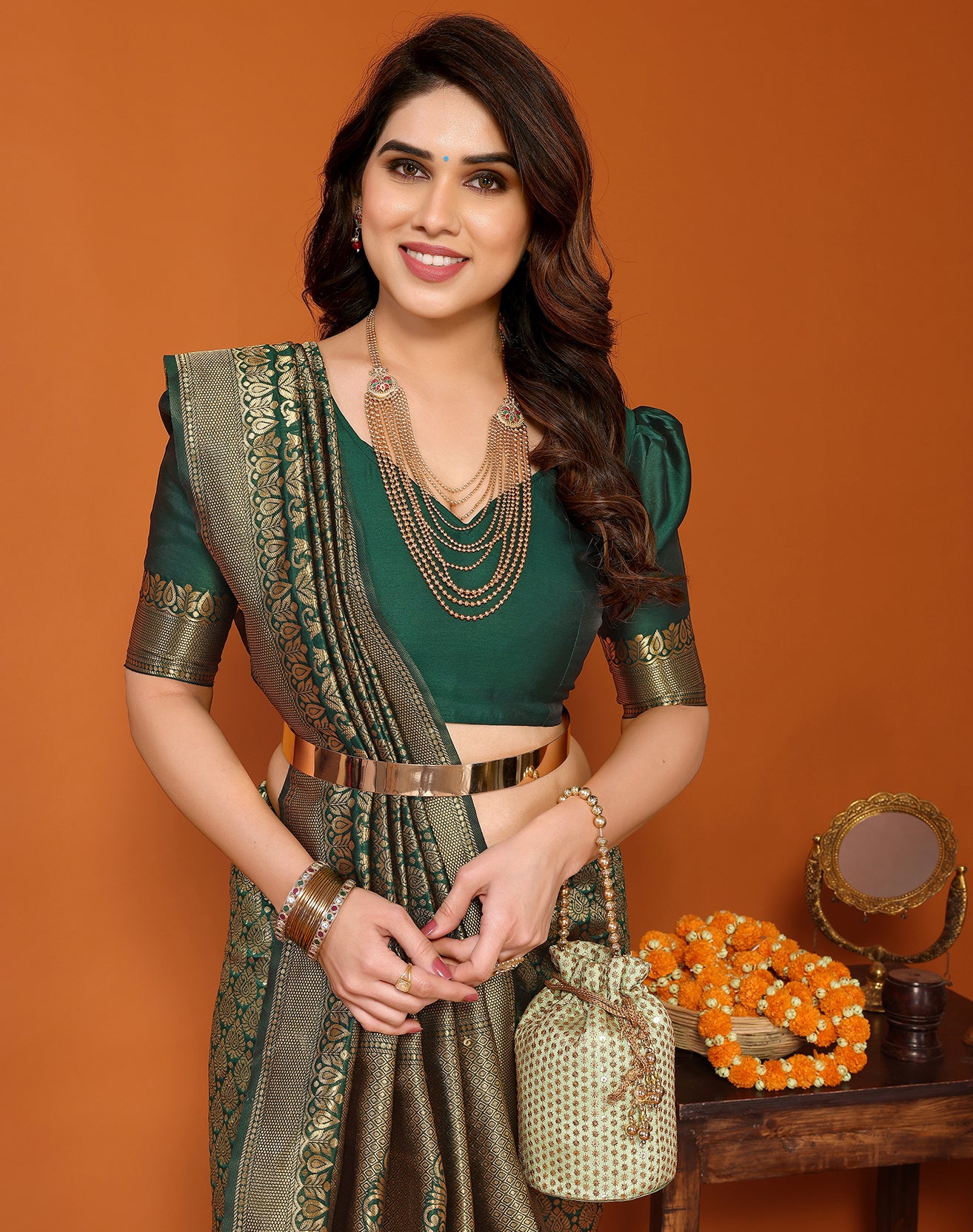 TARSHIKA GREEN BANARASI KANJIVARAM SAREE