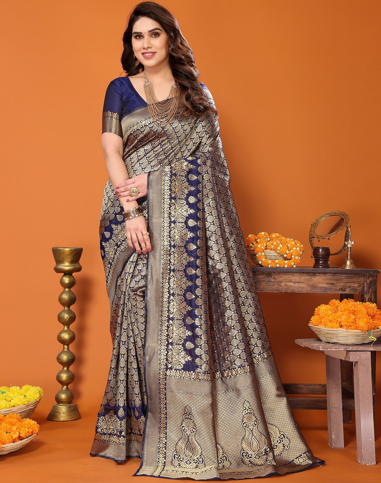 TARSHIKA NAVY BANARASI KANJIVARAM SAREE