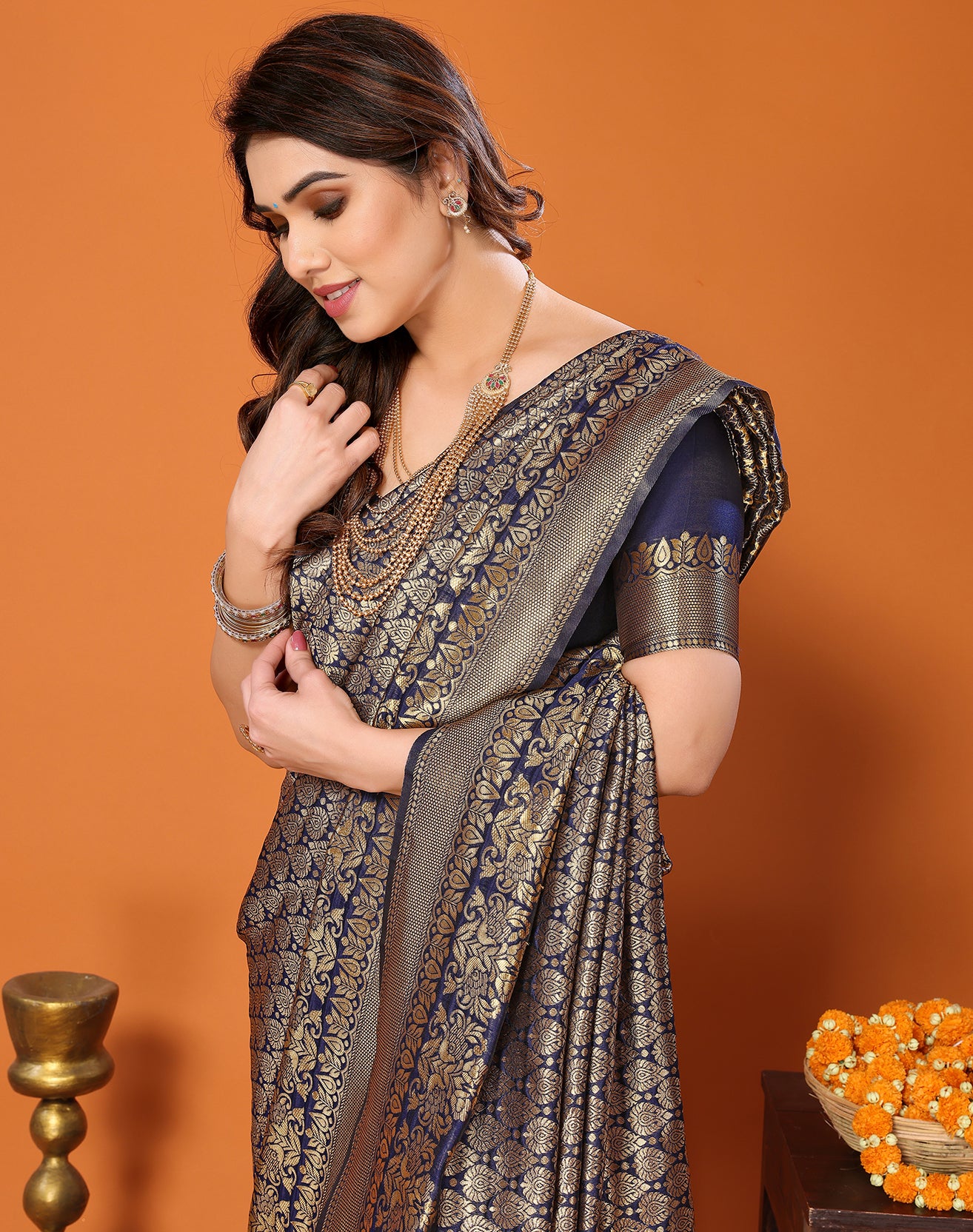TARSHIKA NAVY BANARASI KANJIVARAM SAREE