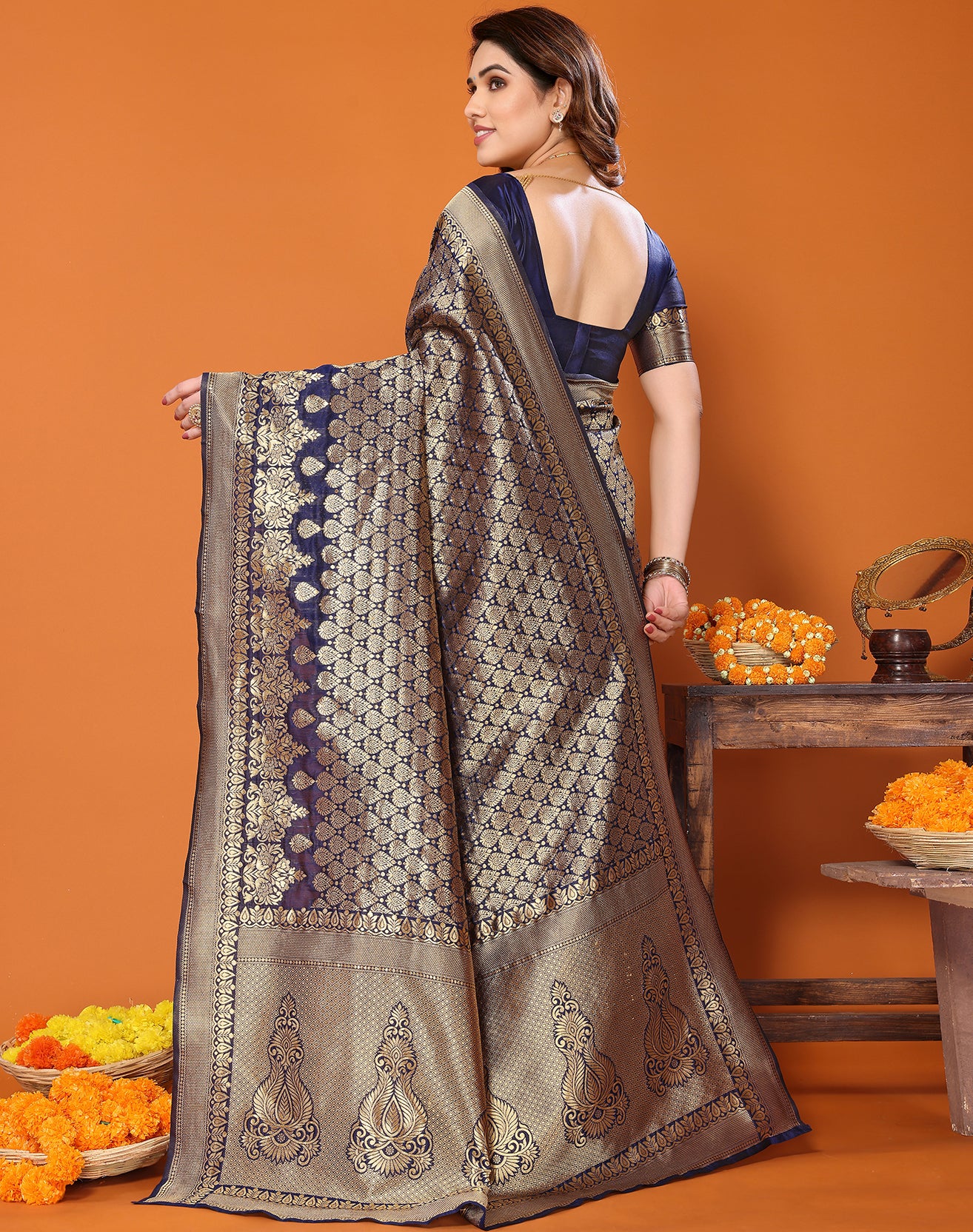 TARSHIKA NAVY BANARASI KANJIVARAM SAREE
