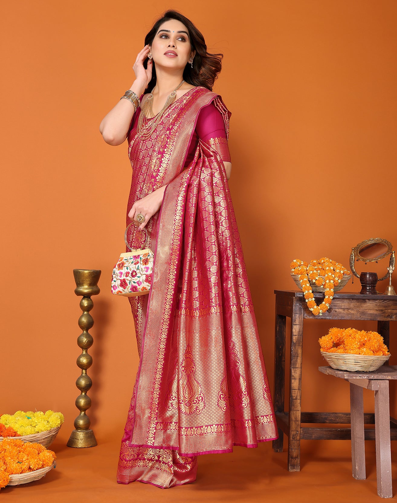 TARSHIKA PINK BANARASI KANJIVARAM SAREE