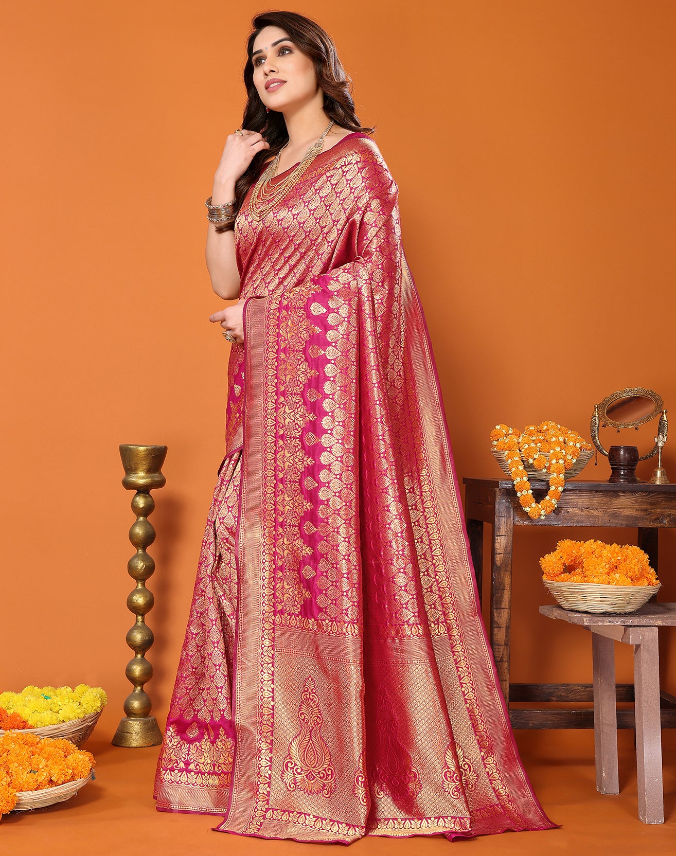 TARSHIKA PINK BANARASI KANJIVARAM SAREE