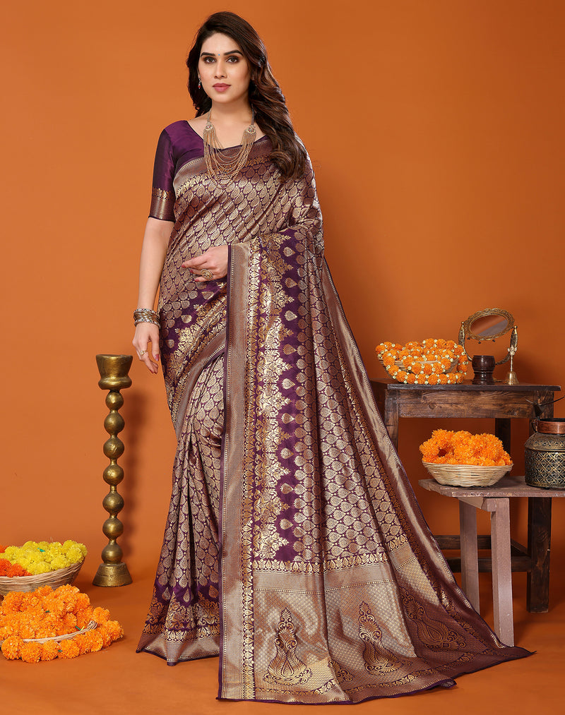 TARSHIKA PURPLE BANARASI KANJIVARAM SAREE