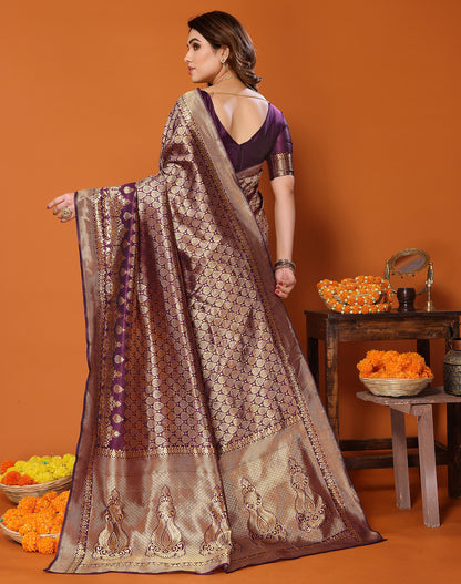TARSHIKA PURPLE BANARASI KANJIVARAM SAREE