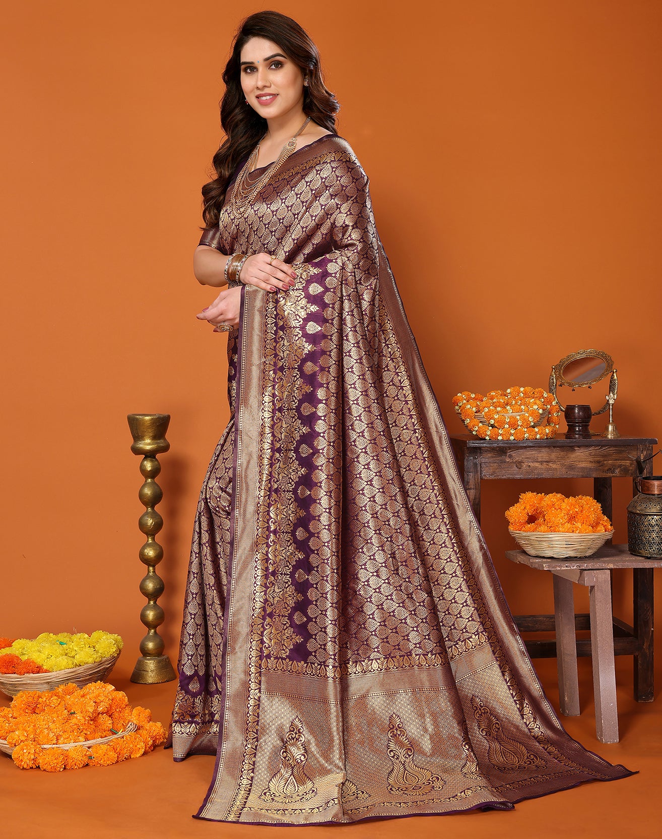 TARSHIKA PURPLE BANARASI KANJIVARAM SAREE