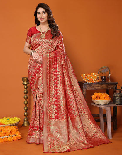TARSHIKA RED BANARASI KANJIVARAM SAREE