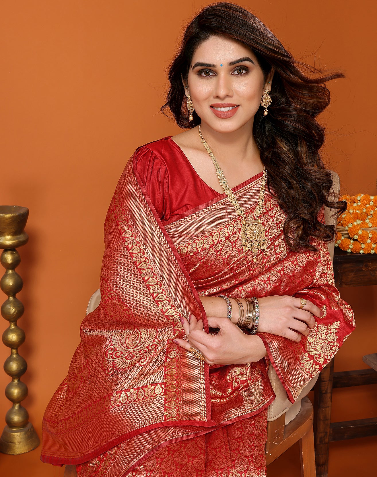 TARSHIKA RED BANARASI KANJIVARAM SAREE