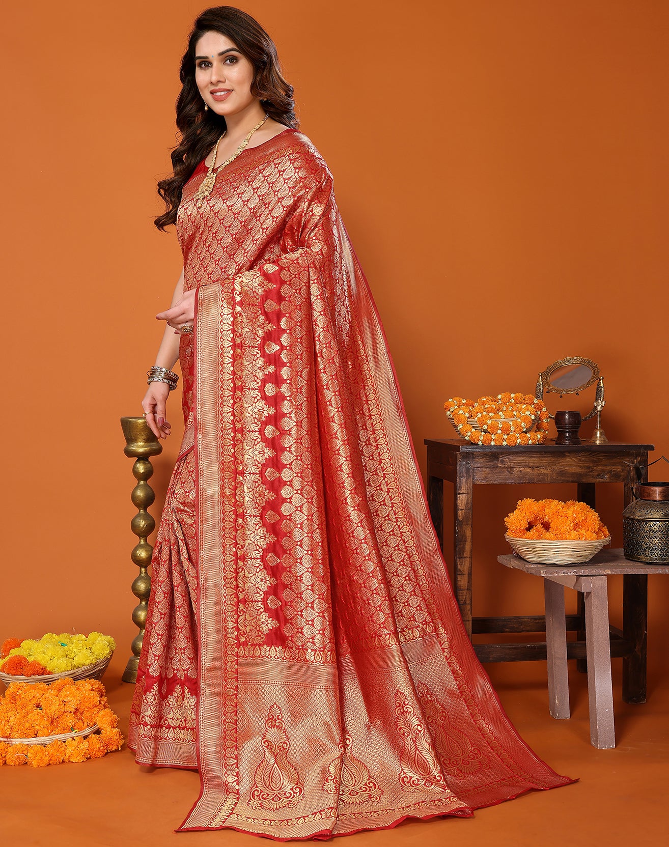 TARSHIKA RED BANARASI KANJIVARAM SAREE