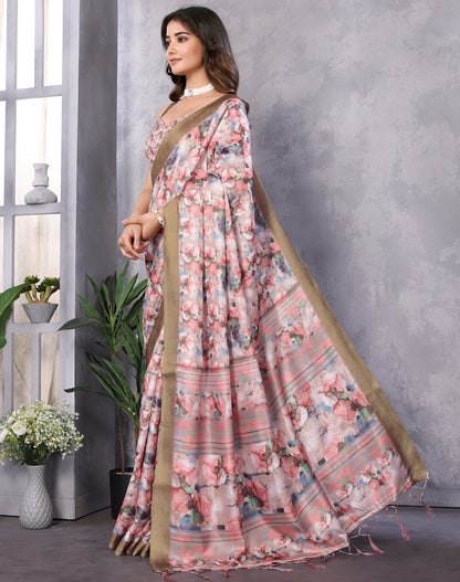 TARSHIKA PEACH DIGITAL PRINT SAREE