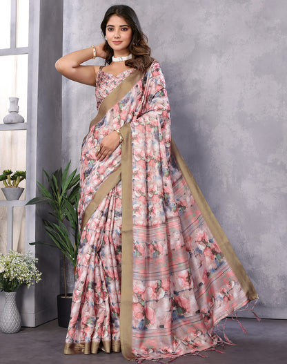 TARSHIKA PEACH DIGITAL PRINT SAREE