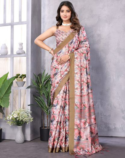 TARSHIKA PEACH DIGITAL PRINT SAREE