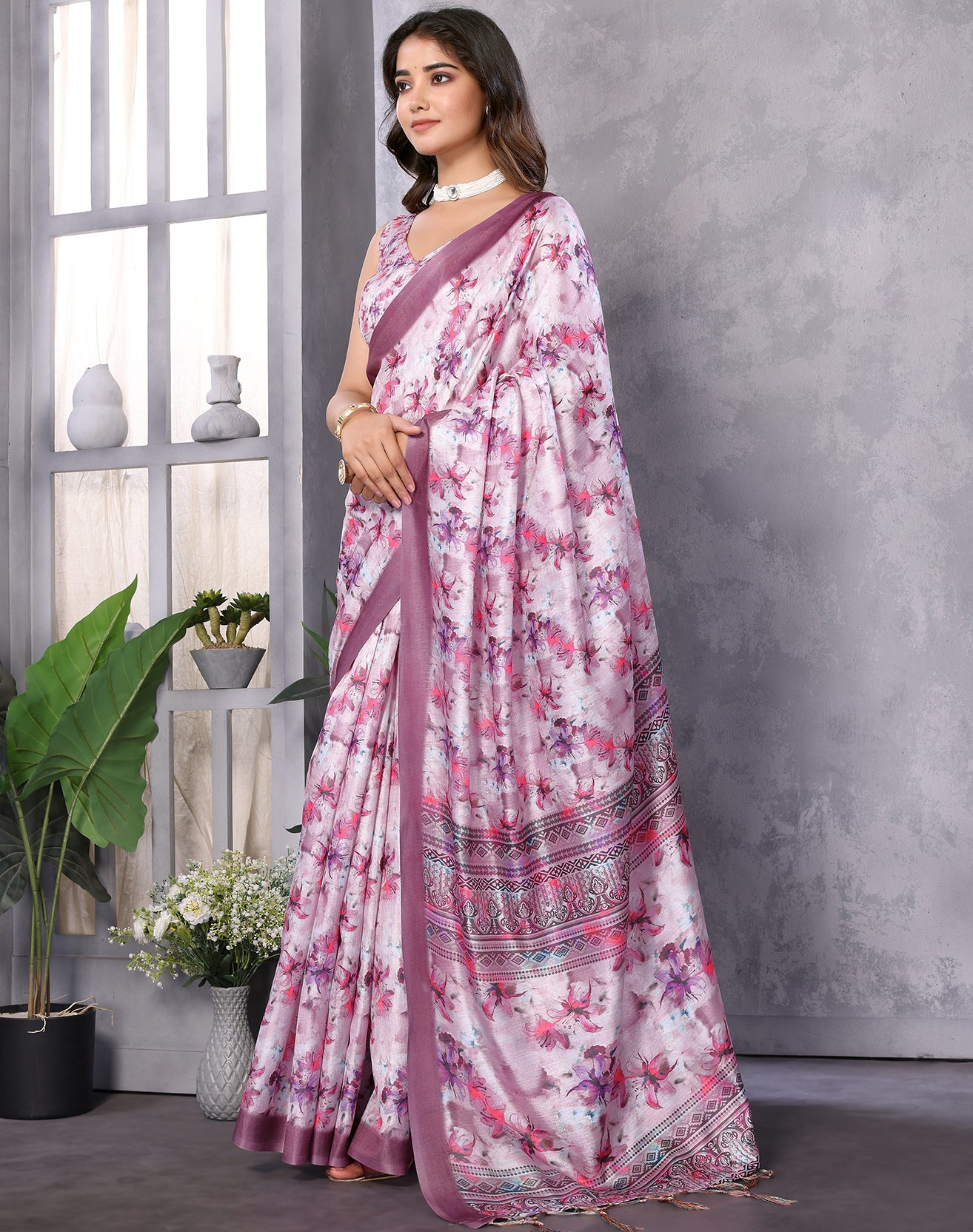 TARSHIKA PINK DIGITAL PRINT SAREE