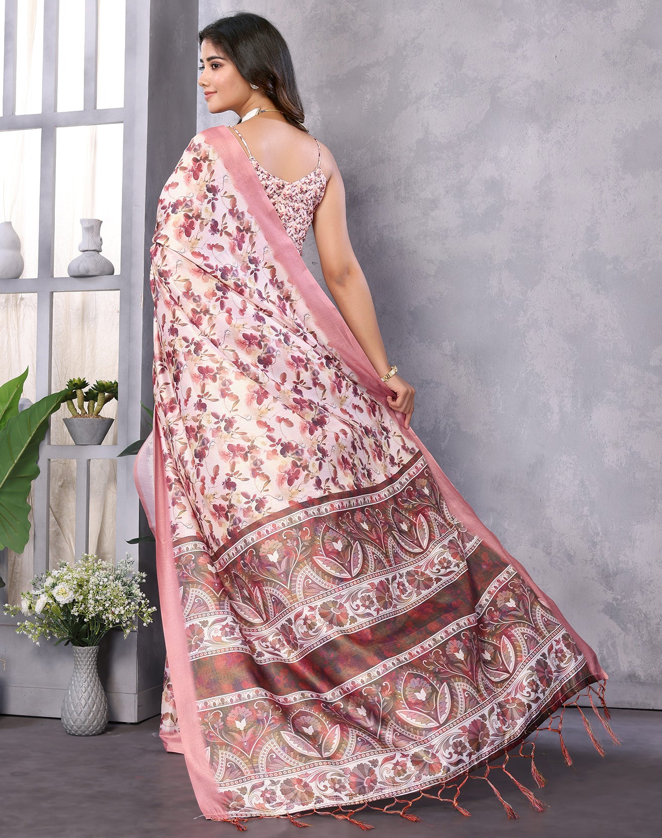 TARSHIKA WINE DIGITAL PRINT SAREE