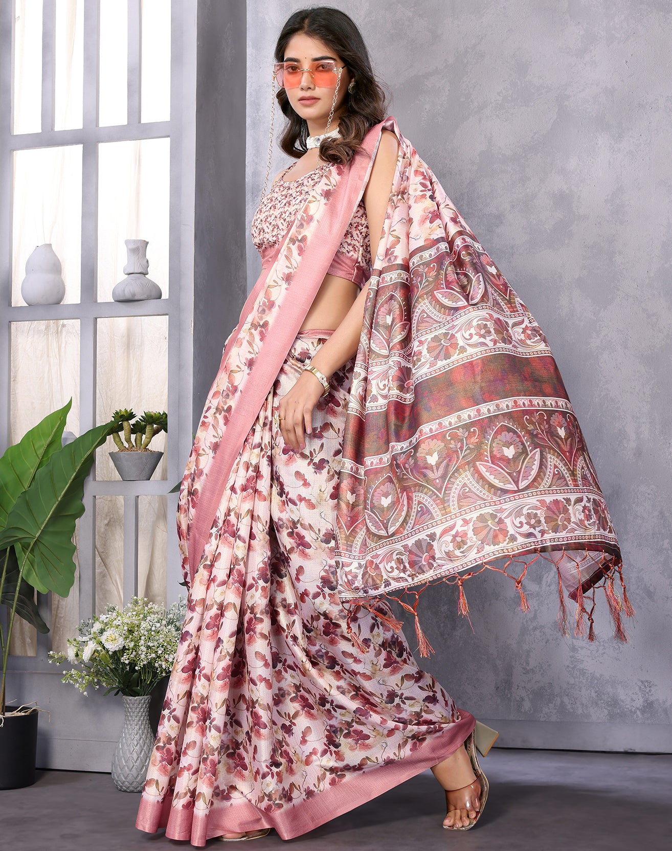 TARSHIKA WINE DIGITAL PRINT SAREE