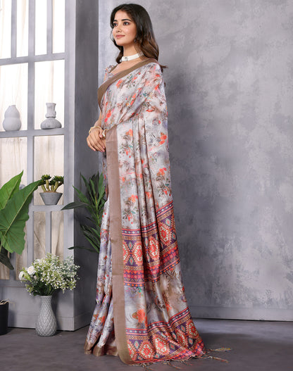 TARSHIKA BROWN DIGITAL PRINT SAREE