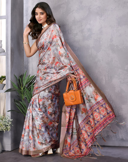 TARSHIKA BROWN DIGITAL PRINT SAREE