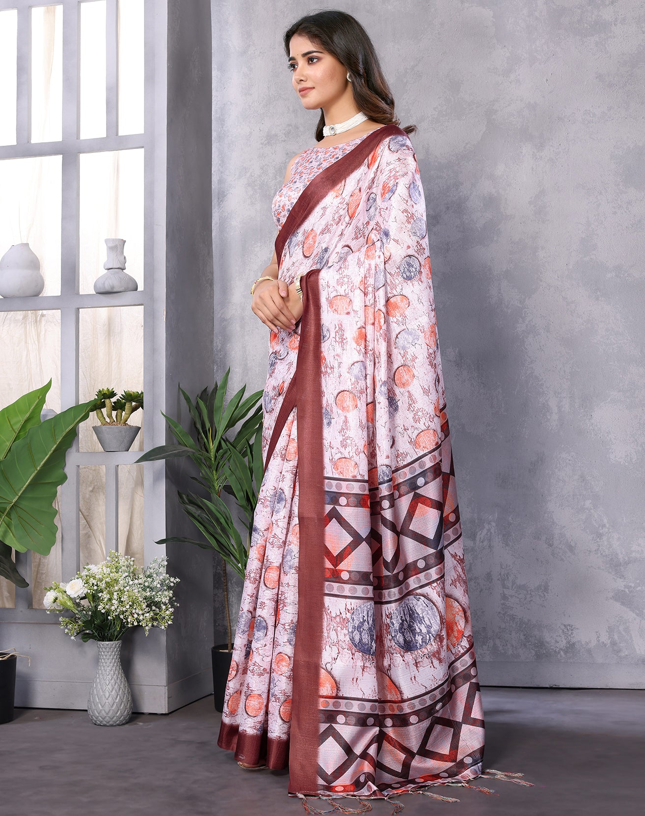 TARSHIKA MAROON DIGITAL PRINT SAREE