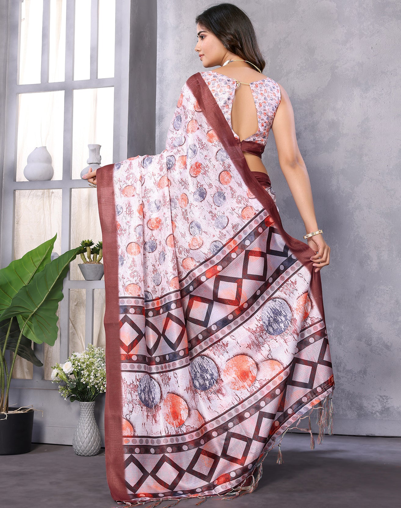 TARSHIKA MAROON DIGITAL PRINT SAREE
