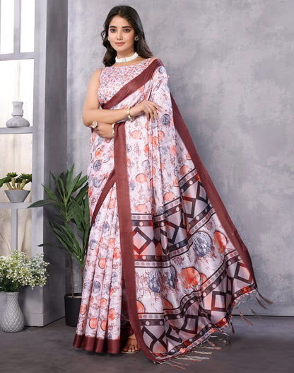TARSHIKA MAROON DIGITAL PRINT SAREE