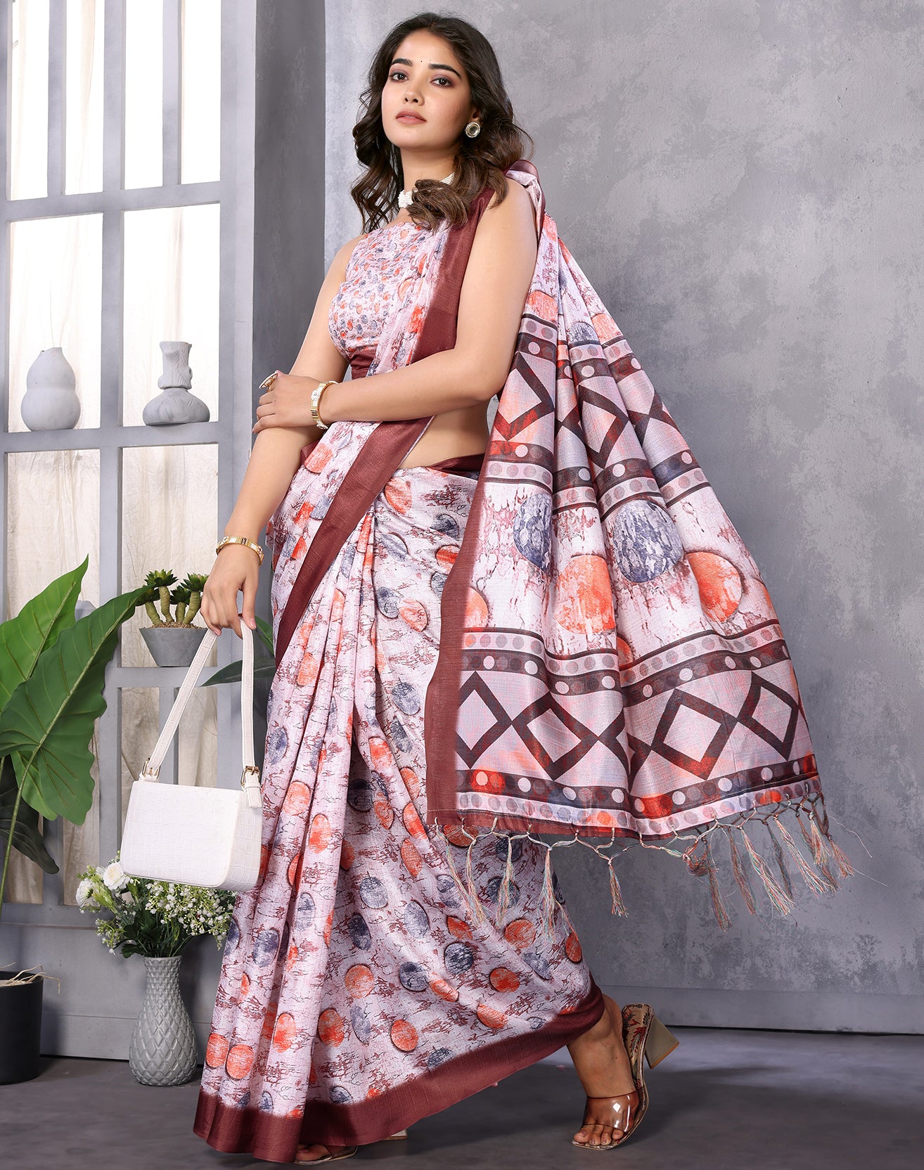 TARSHIKA MAROON DIGITAL PRINT SAREE