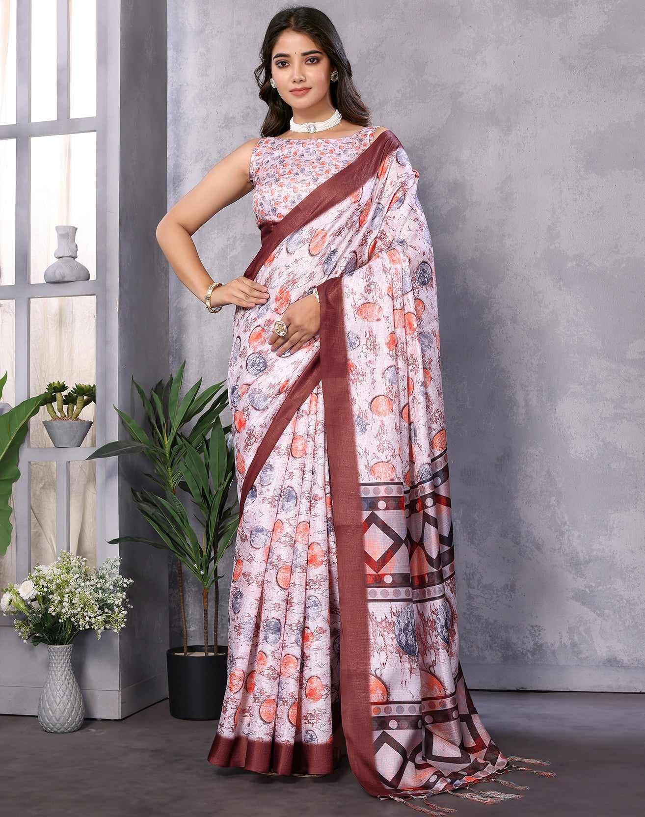 TARSHIKA MAROON DIGITAL PRINT SAREE