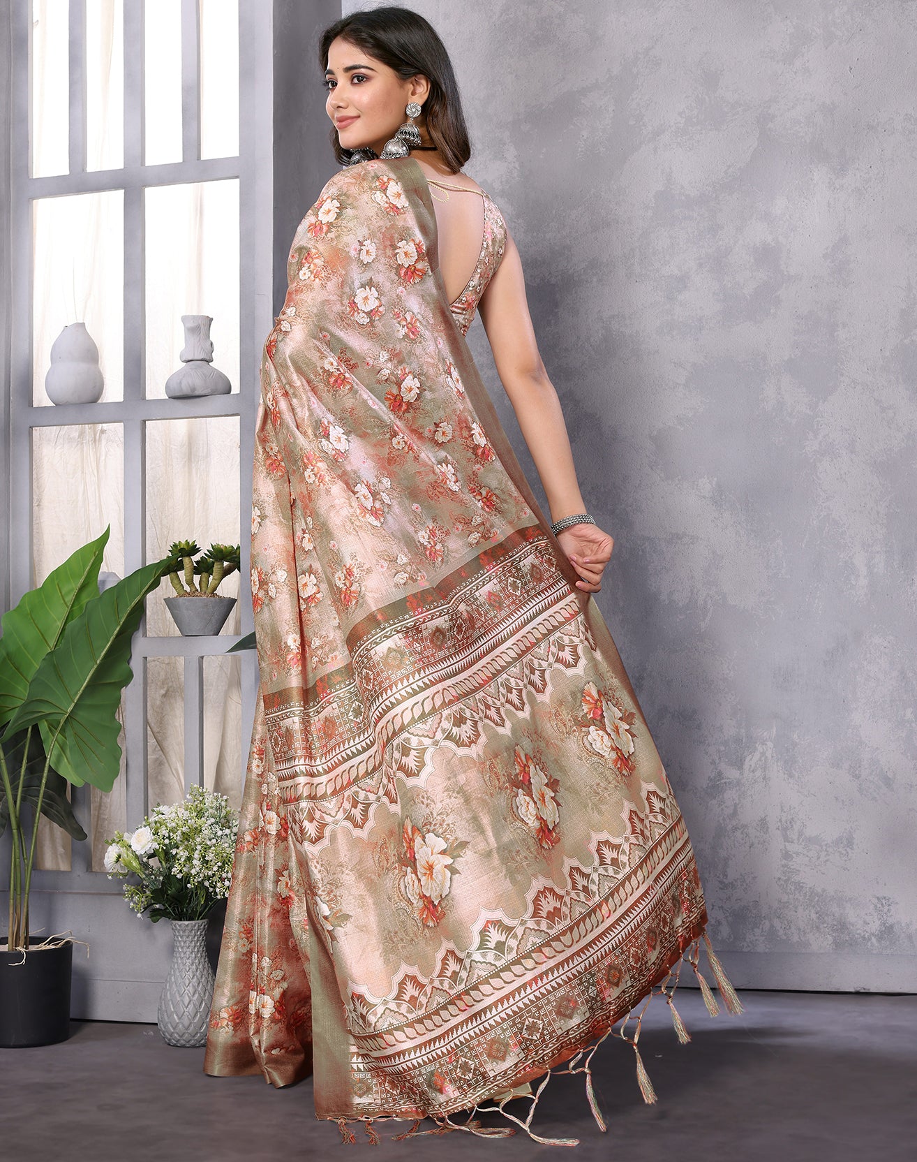 TARSHIKA BEIGE DIGITAL PRINT SAREE
