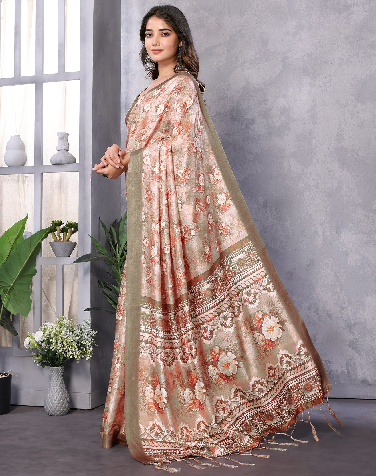TARSHIKA BEIGE DIGITAL PRINT SAREE