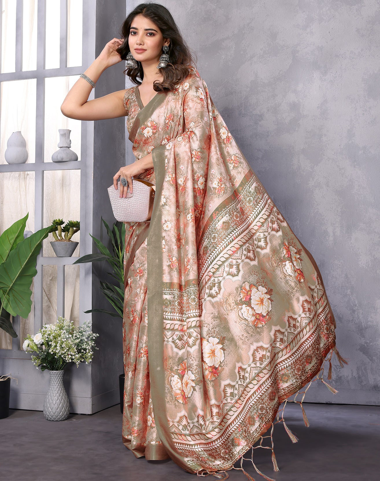 TARSHIKA BEIGE DIGITAL PRINT SAREE