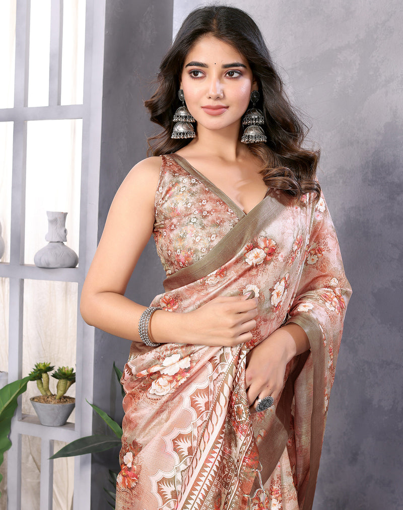 TARSHIKA BEIGE DIGITAL PRINT SAREE