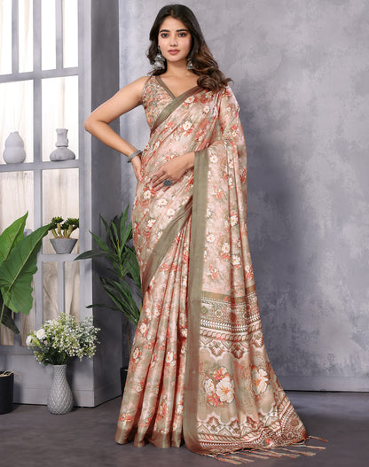 TARSHIKA BEIGE DIGITAL PRINT SAREE