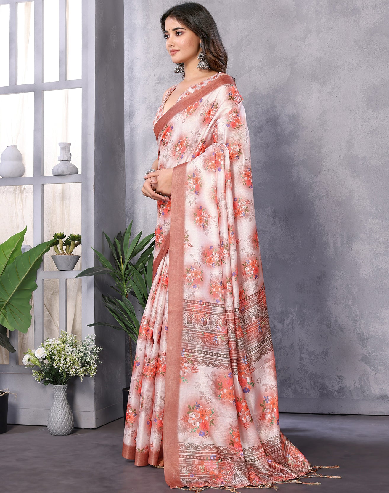 TARSHIKA ORANGE DIGITAL PRINT SAREE