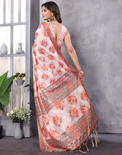 TARSHIKA ORANGE DIGITAL PRINT SAREE
