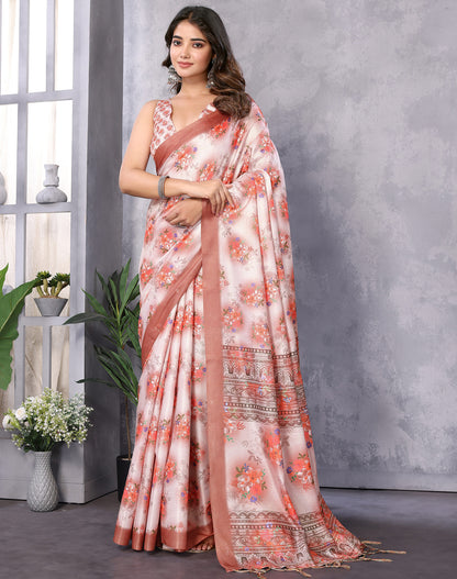 TARSHIKA ORANGE DIGITAL PRINT SAREE