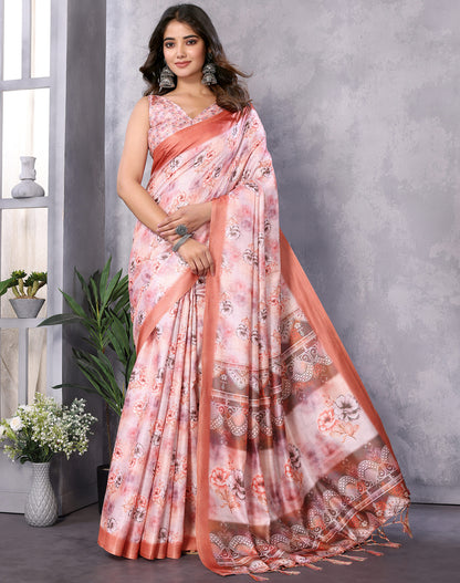 TARSHIKA DARK PEACH DIGITAL PRINT SAREE
