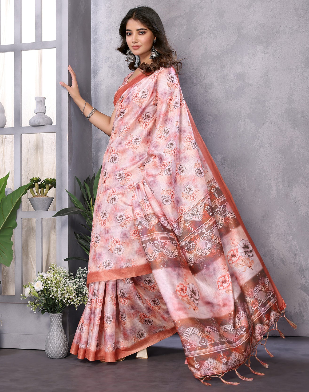 TARSHIKA DARK PEACH DIGITAL PRINT SAREE