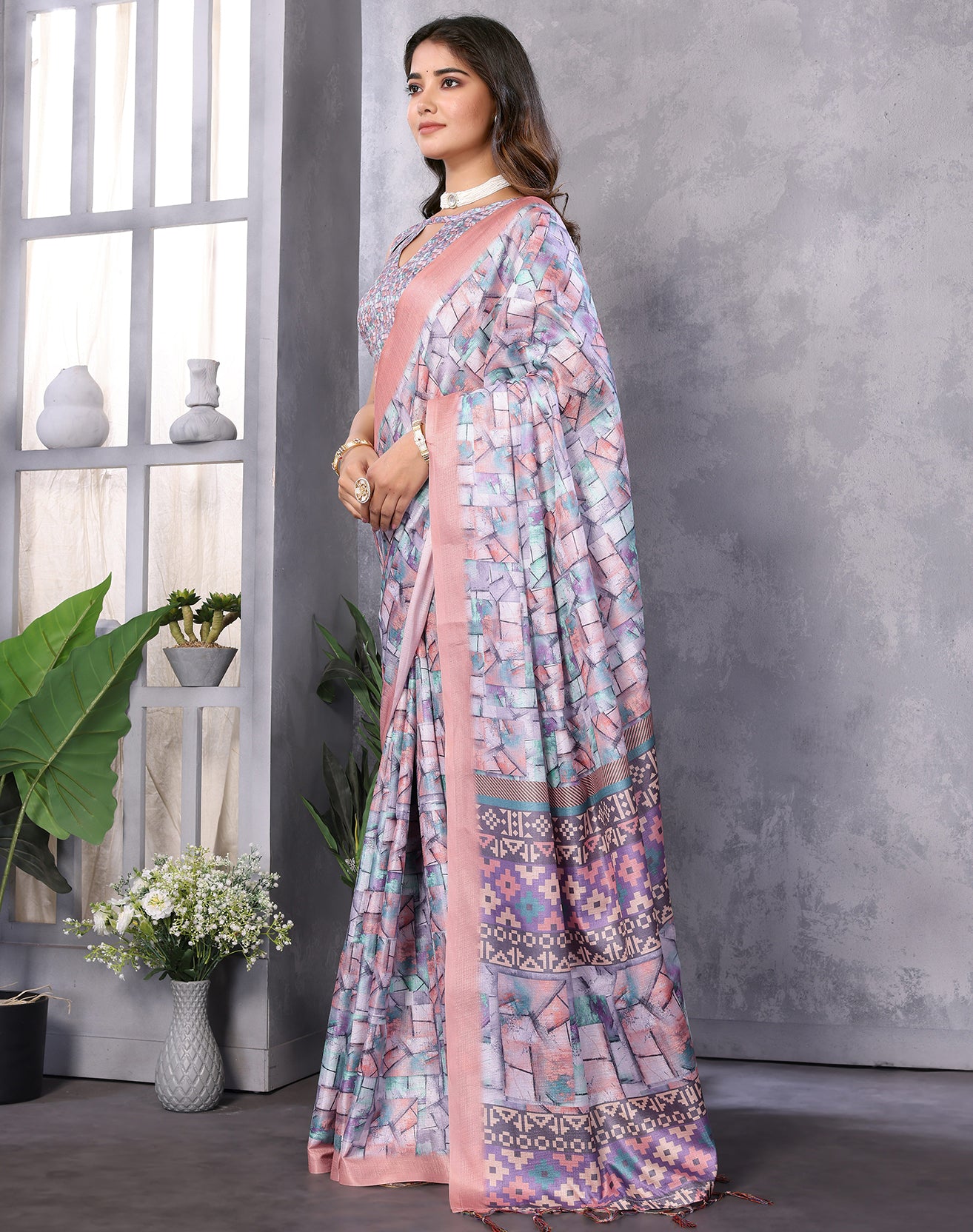 TARSHIKA LIGHT LAVENDER DIGITAL PRINT SAREE