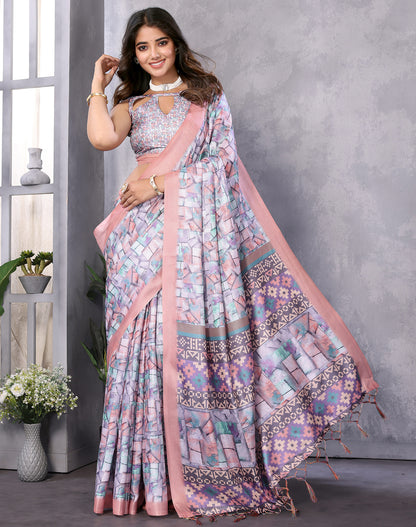 TARSHIKA LIGHT LAVENDER DIGITAL PRINT SAREE
