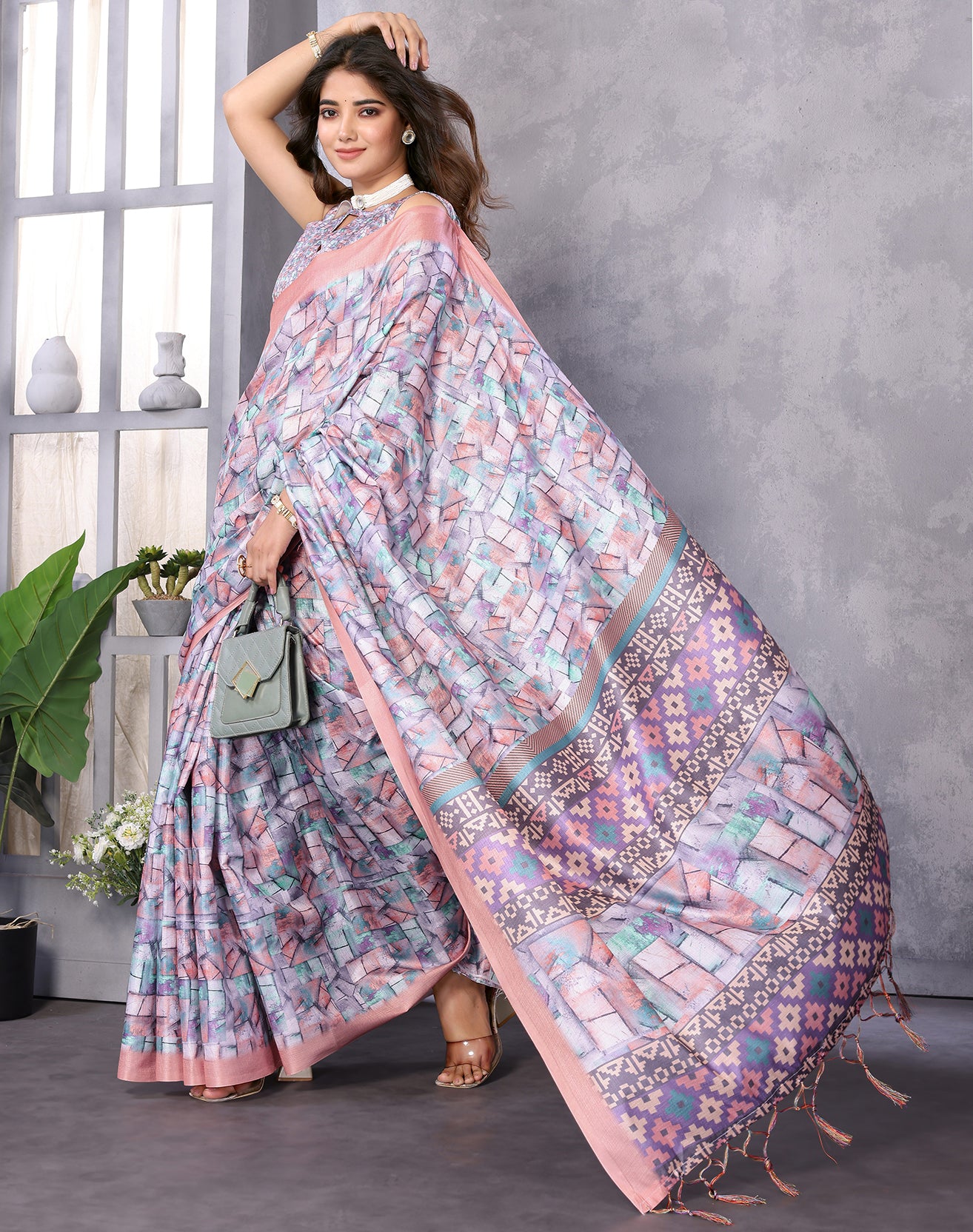 TARSHIKA LIGHT LAVENDER DIGITAL PRINT SAREE