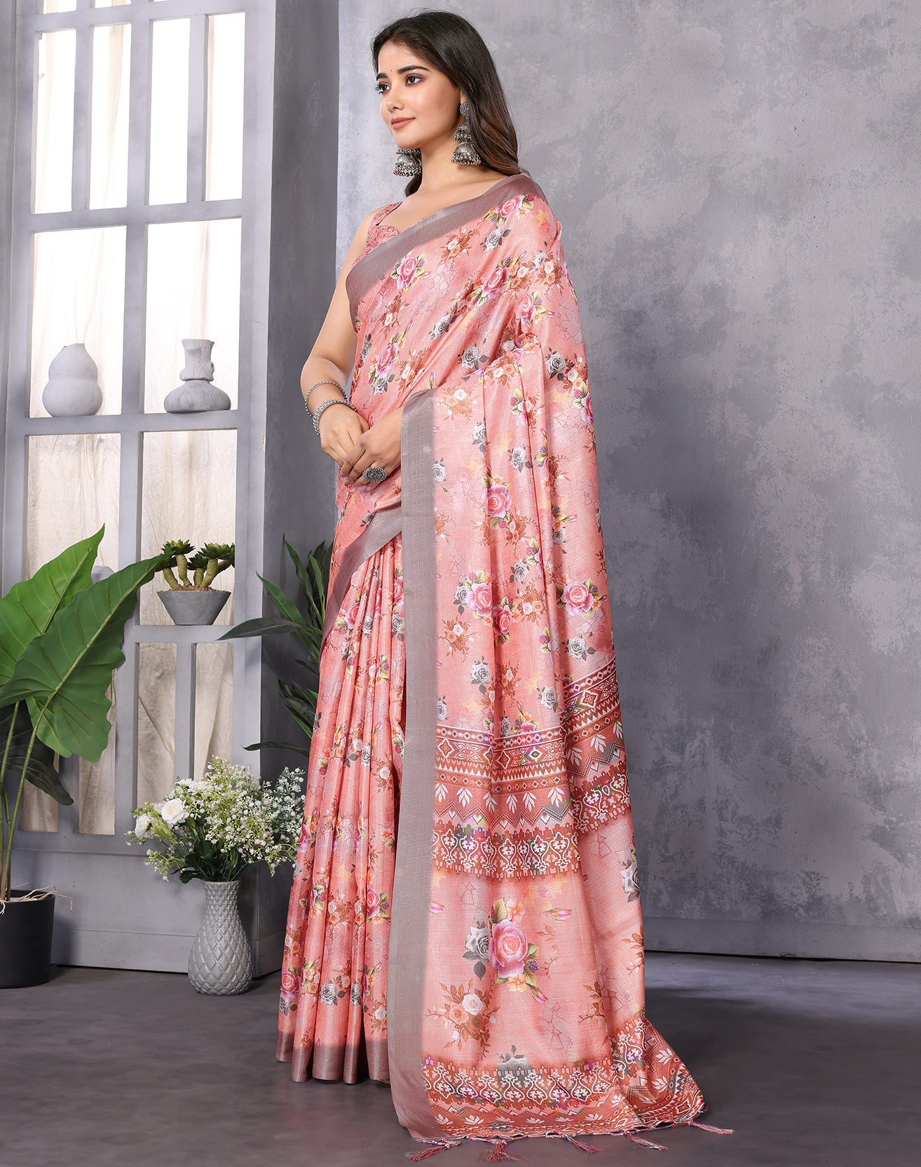 TARSHIKA DARK PEACH DIGITAL PRINT SAREE