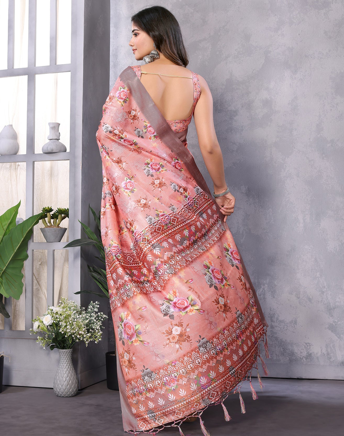 TARSHIKA DARK PEACH DIGITAL PRINT SAREE