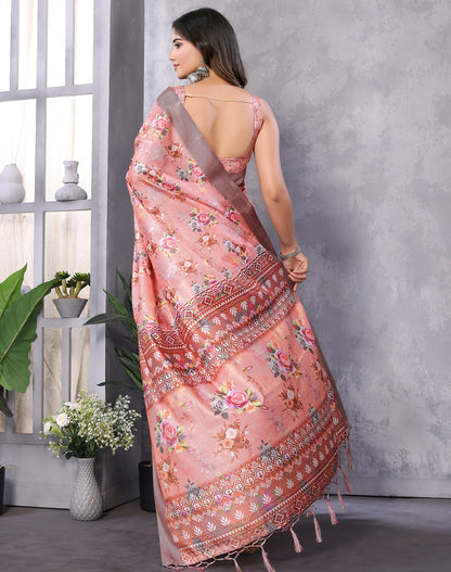 TARSHIKA DARK PEACH DIGITAL PRINT SAREE