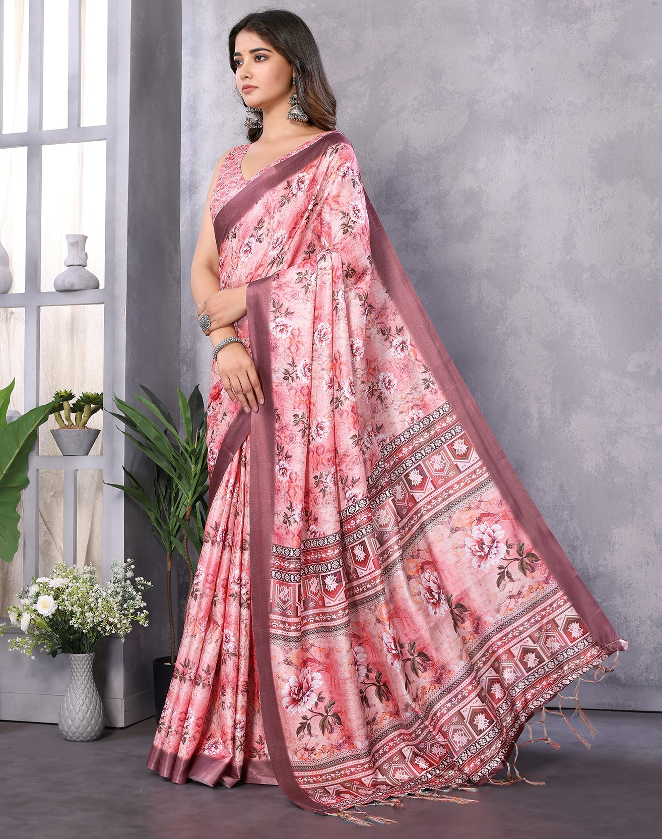 TARSHIKA DARK PINK DIGITAL PRINT SAREE